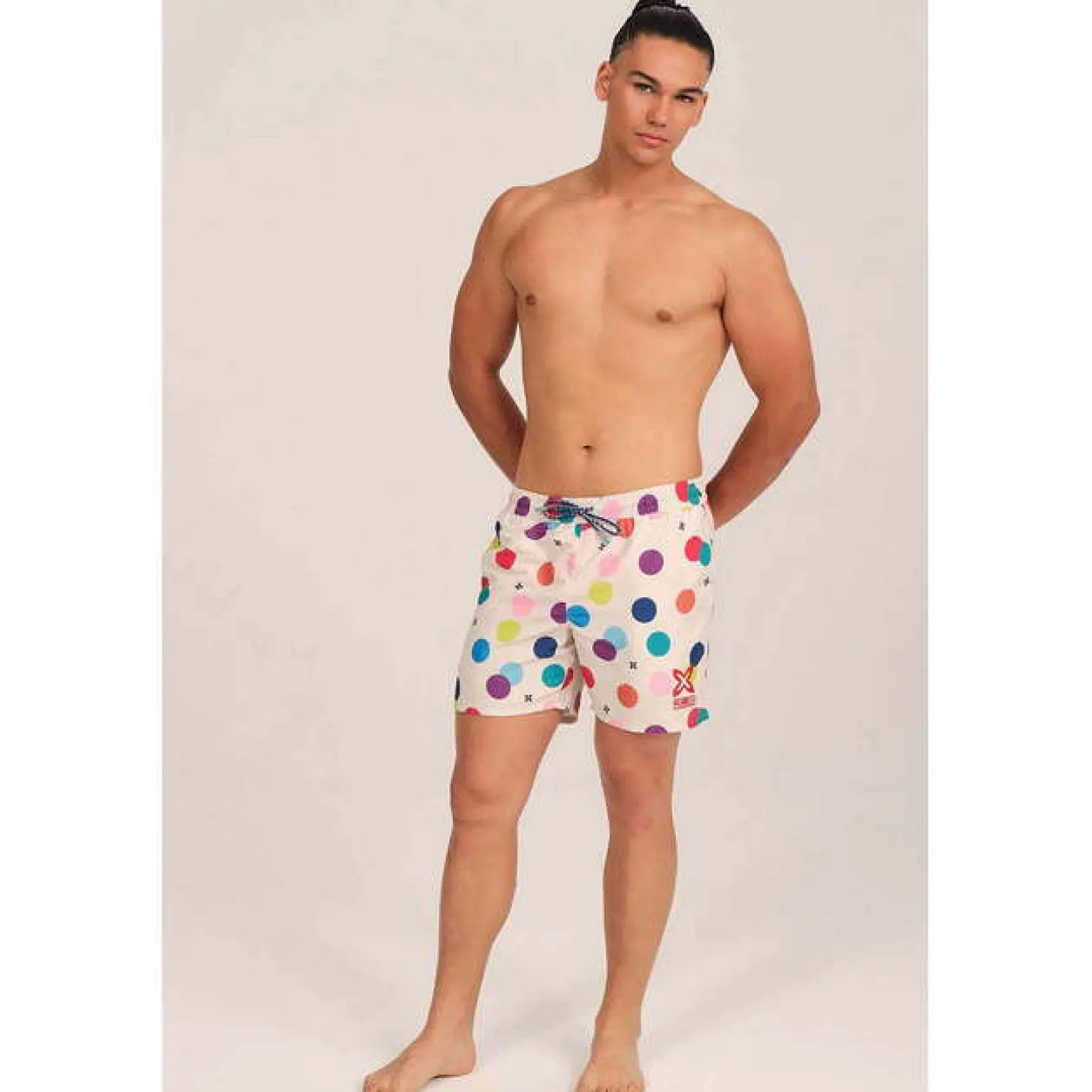 Hombre MUNICH Bañadores Y Toallas<BAÑADOR ESTAMPADO LARGO BLANCO LUNARES