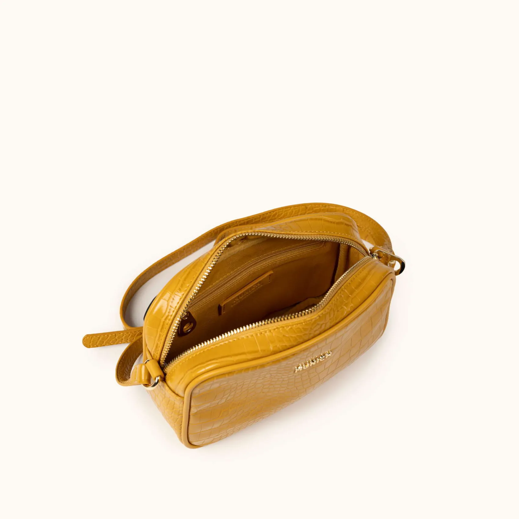 Mujer MUNICH Colección Mujer|Bolsos Pequeños<BLOCK CROCO FW25 CROSSBODY CAMERA C/MOUSTARD
