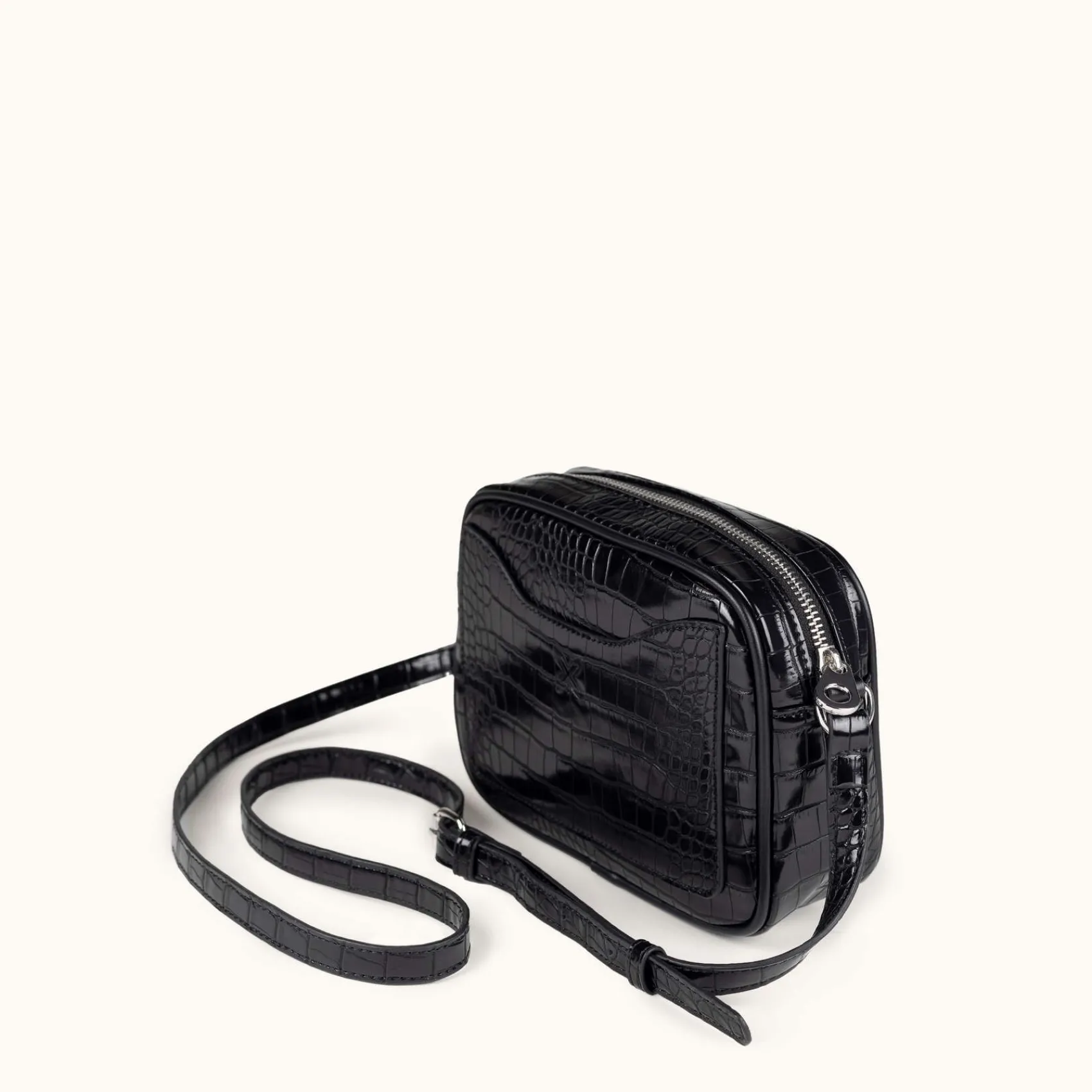Mujer MUNICH Colección Mujer|Bolsos Pequeños<BLOCK CROCO FW25 CROSSBODY CAMERA C/BLACK