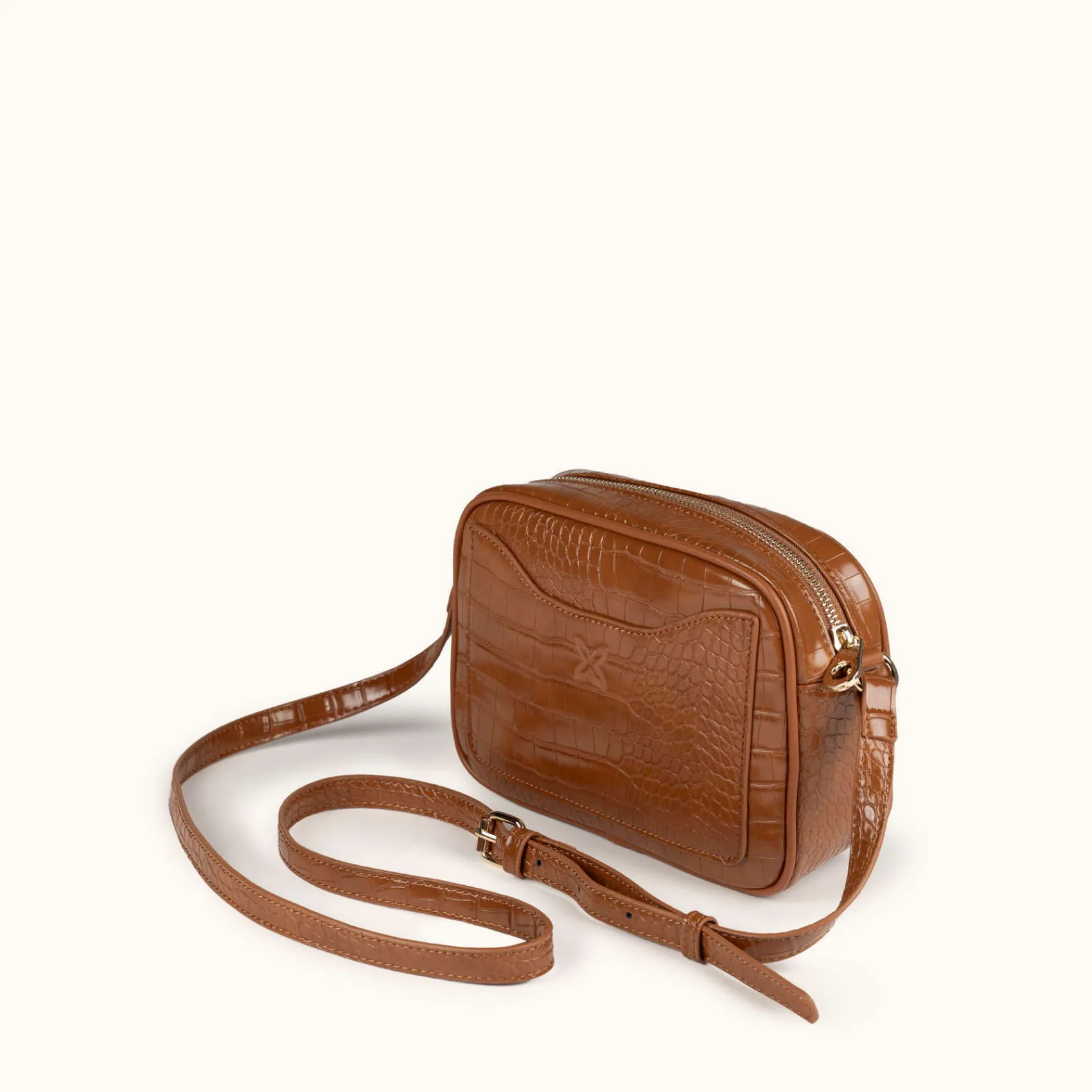 Mujer MUNICH Colección Mujer|Bolsos Pequeños<BLOCK CROCO FW25 CROSSBODY CAMERA C/BROWN