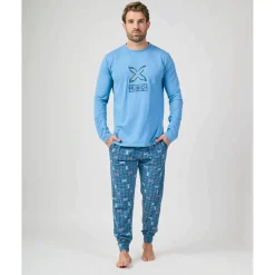 Hombre MUNICH Pijamas<Pijama hombre dos piezas de algodón azul