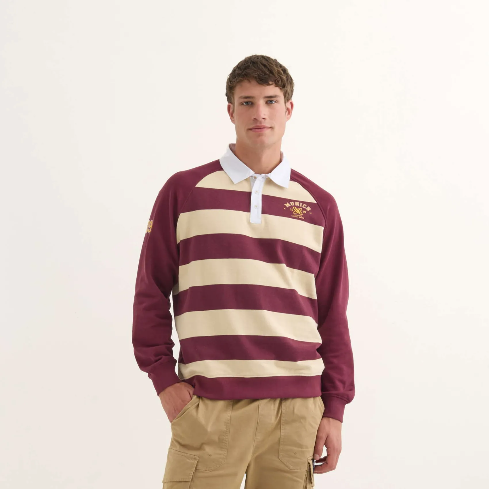 Hombre MUNICH Polos<Polo Stanford streetwear hombre de algodón orgánico burdeos